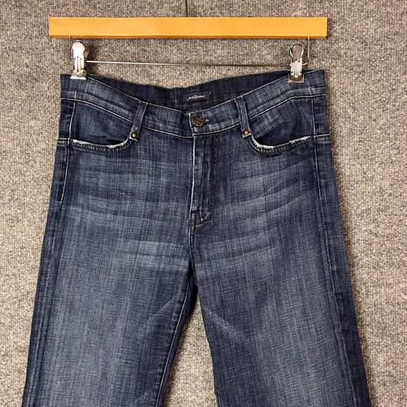 7 For All Mankind Buckle Back Women Flare Jeans Dark Wash Blue Denim  30 - Picture 4 of 10